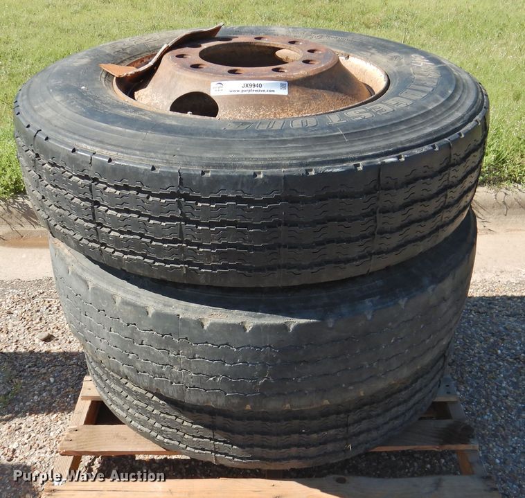 image for item JX9940 (3) 295/75R22.5 tires and wheels