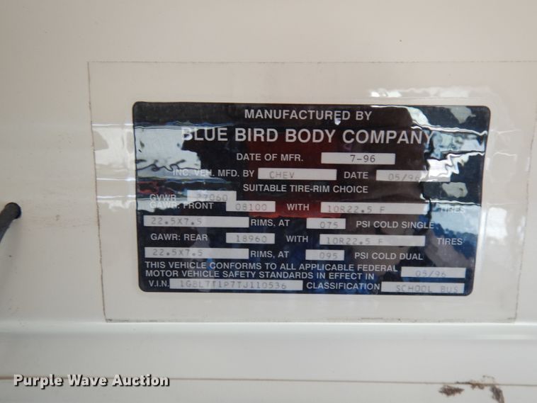 image for item DI6661 1996 Chevrolet Blue Bird  school bus