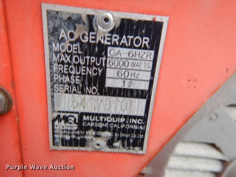 image for item DL8224 Multiquip 6000  generator