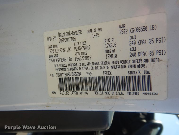 image for item FI9109 2005 Dodge Ram 1500  pickup truck