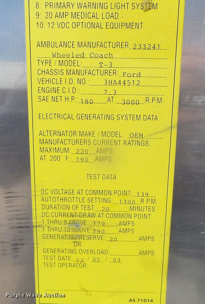 image for item GR9459 2003 Ford Econoline E450 Super Duty  ambulance