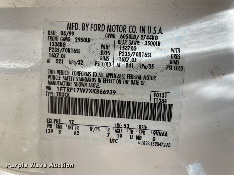 image for item IC9356 1999 Ford F150  pickup truck