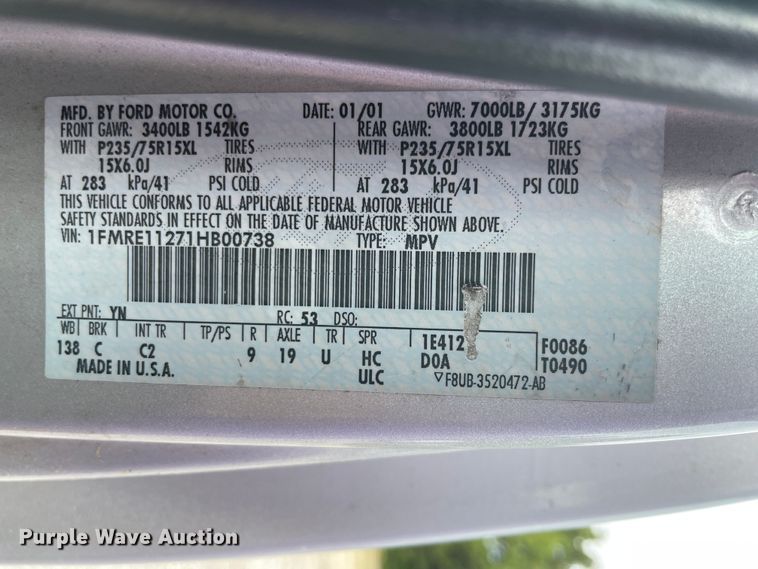 image for item IC9366 2001 Ford E150  van