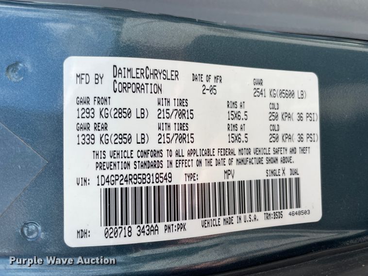 image for item IC9415 2005 Dodge Grand Caravan  handicap accessible van