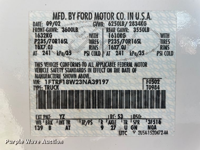 image for item IC9420 2003 Ford F150  pickup truck