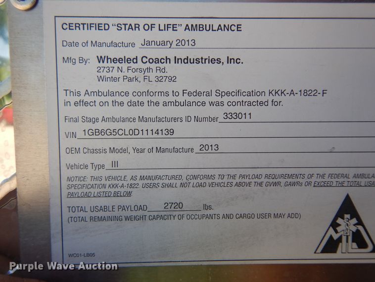 image for item ID9947 2013 Chevrolet Express G4500  ambulance