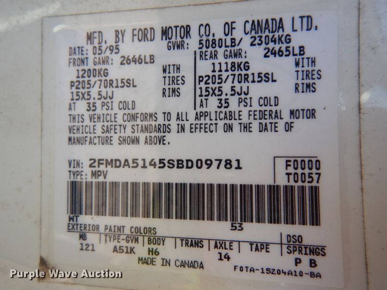 image for item ID9948 1995 Ford Windstar  van