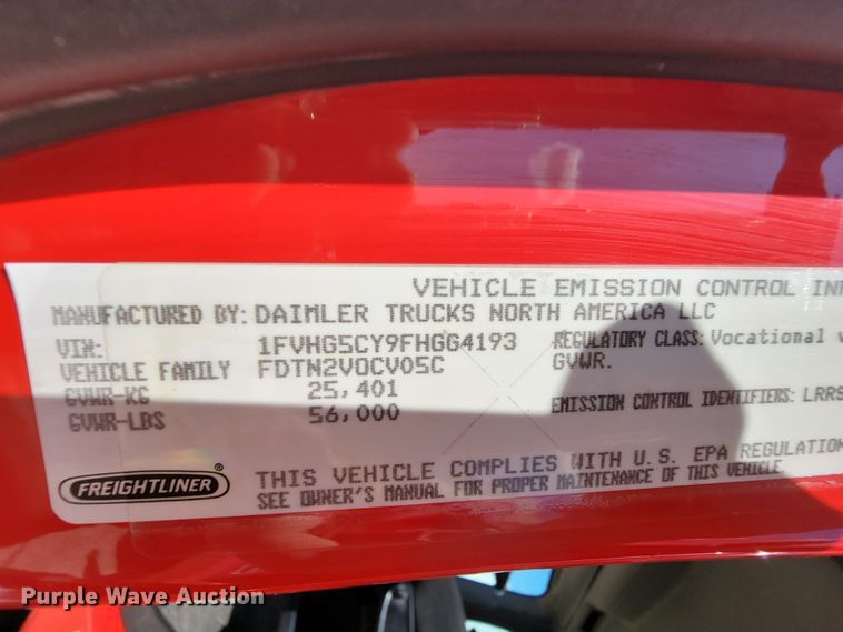 image for item IF9814 2015 Freightliner 108SD  dump truck