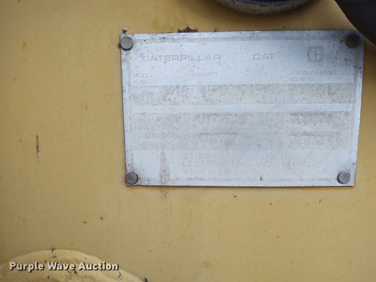 image for item IK9312 1988 Caterpillar 416  backhoe