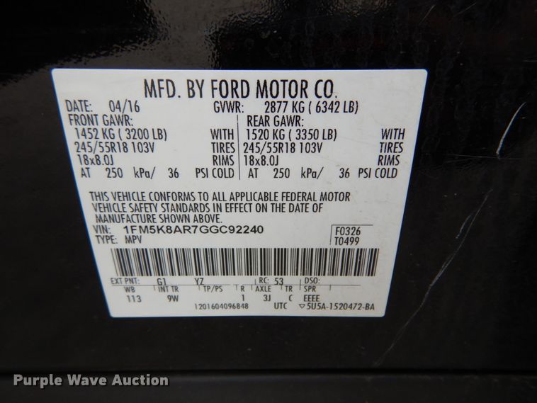 image for item IL9465 2016 Ford Explorer Police  SUV