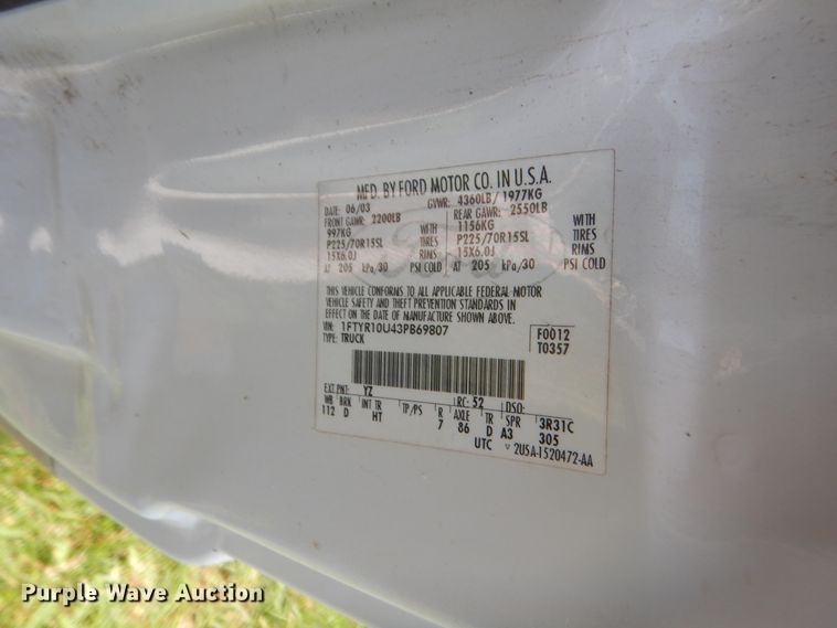 image for item IP9970 2003 Ford Ranger  pickup truck