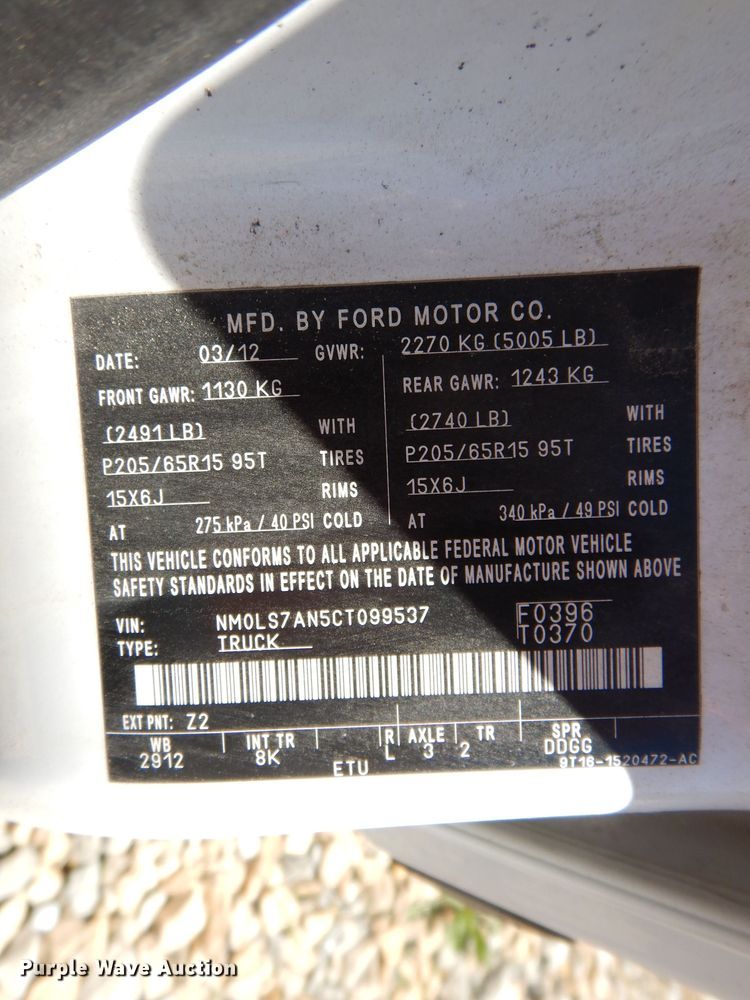 image for item IQ9542 2012 Ford Transit Connect  van