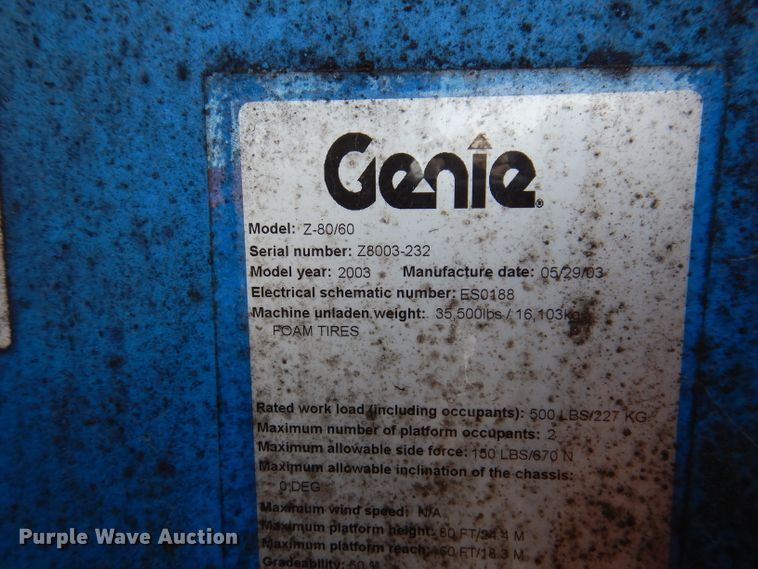 image for item IQ9558 2003 Genie Z-80/60  boom lift