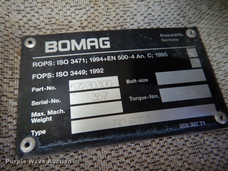 image for item IQ9639 2002 Bomag 772RB  landfill compactor