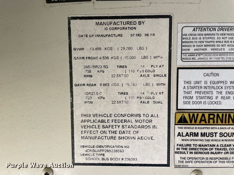 image for item IR9940 2006 IC PB 105  school bus