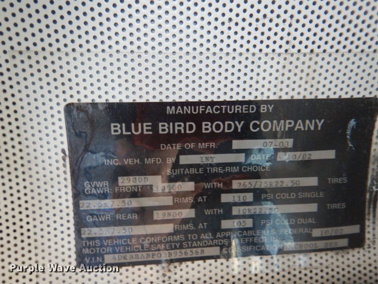 image for item JY9953 2003 International 3800  school bus