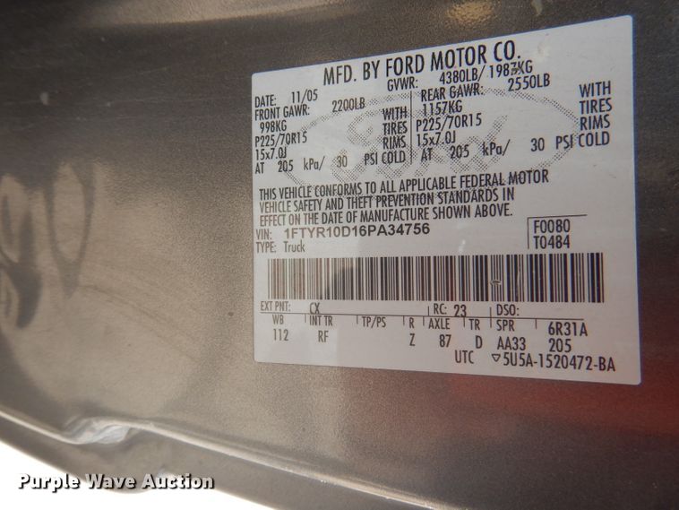 image for item DA5303 2006 Ford Ranger XLT  pickup truck