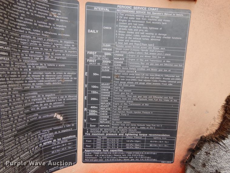 image for item DC2062 Kubota F3680  lawn mower