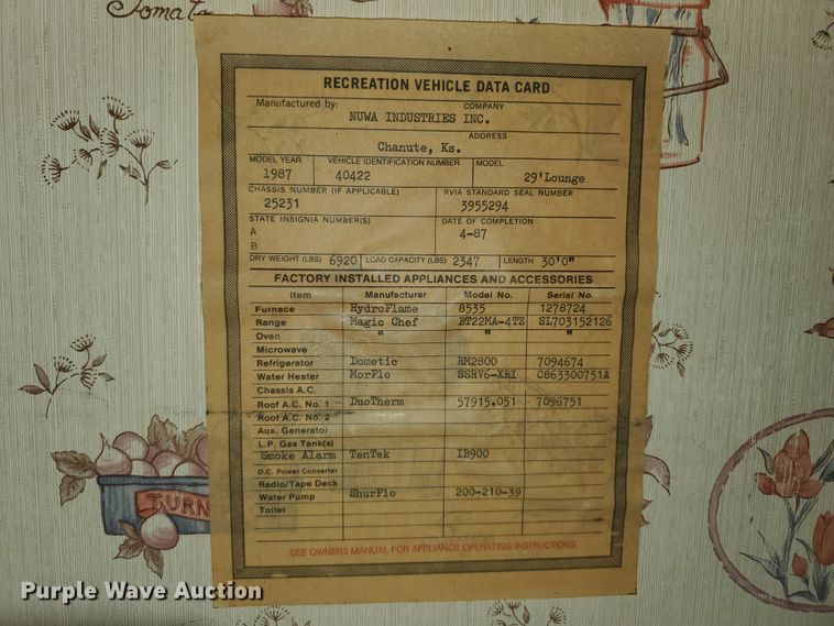 image for item DI5177 1987 Nuwa Hitchhiker  camper