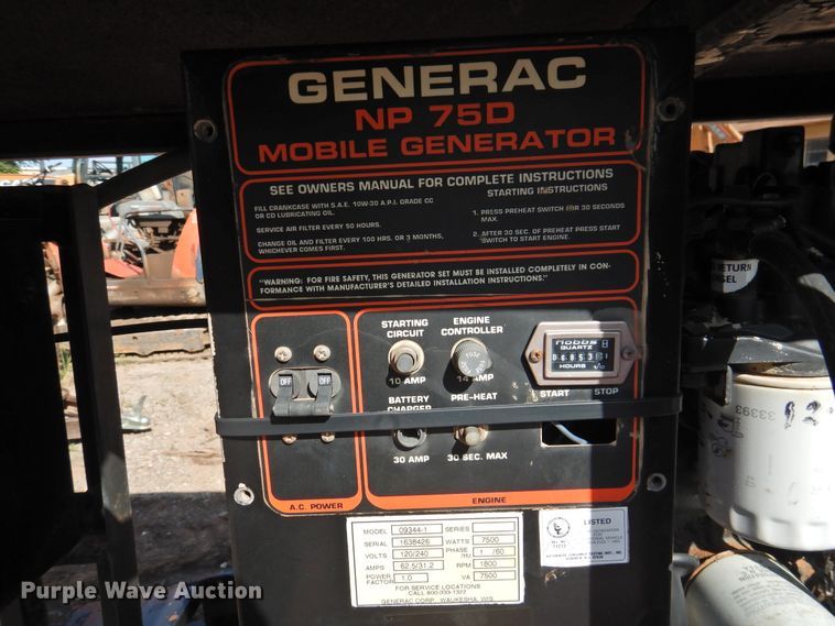 image for item DK2239 Generac NP75D  generator