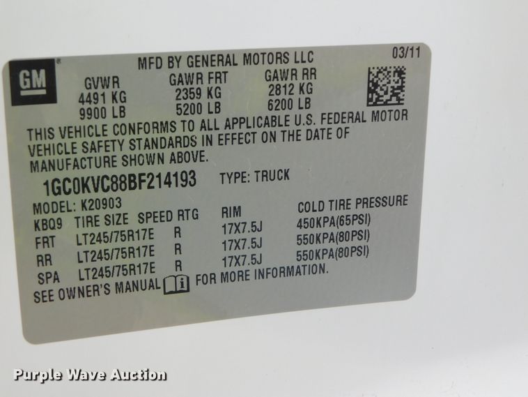 image for item DK8553 2011 Chevrolet Silverado 2500HD  pickup truck