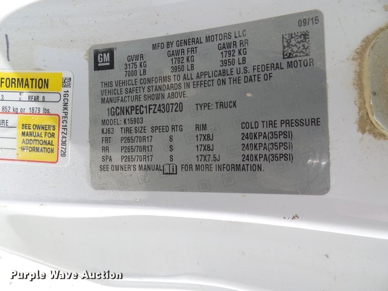 image for item DL0990 2015 Chevrolet Silverado 1500  pickup truck