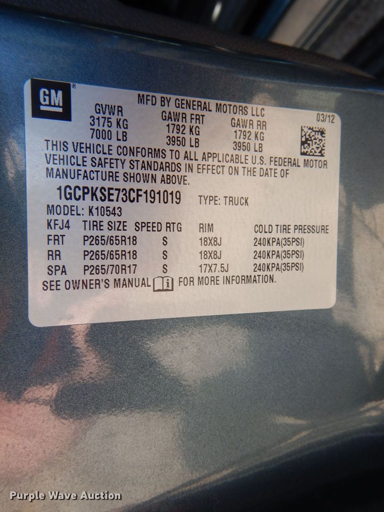 image for item DL2740 2012 Chevrolet Silverado 1500  Crew Cab pickup truck