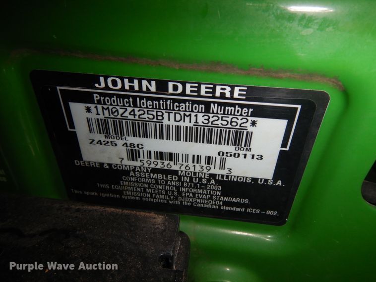 image for item EY9136 John Deere Z425  ZTR lawn mower
