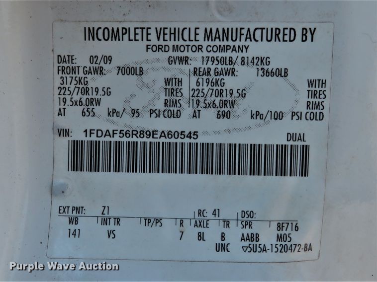 image for item FP9305 2009 Ford F550 Super Duty XL  utility / service truck