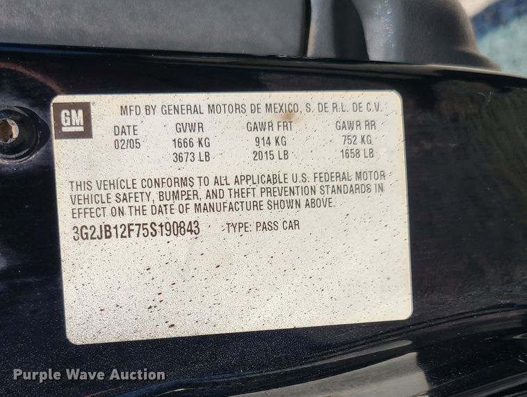 image for item GO9437 2005 Pontiac Sunfire