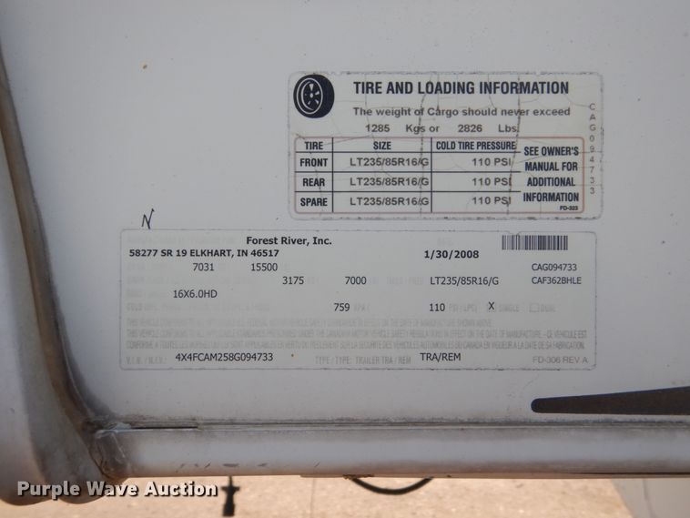 image for item HI9831 2008 Forrest River Cardinal  camper