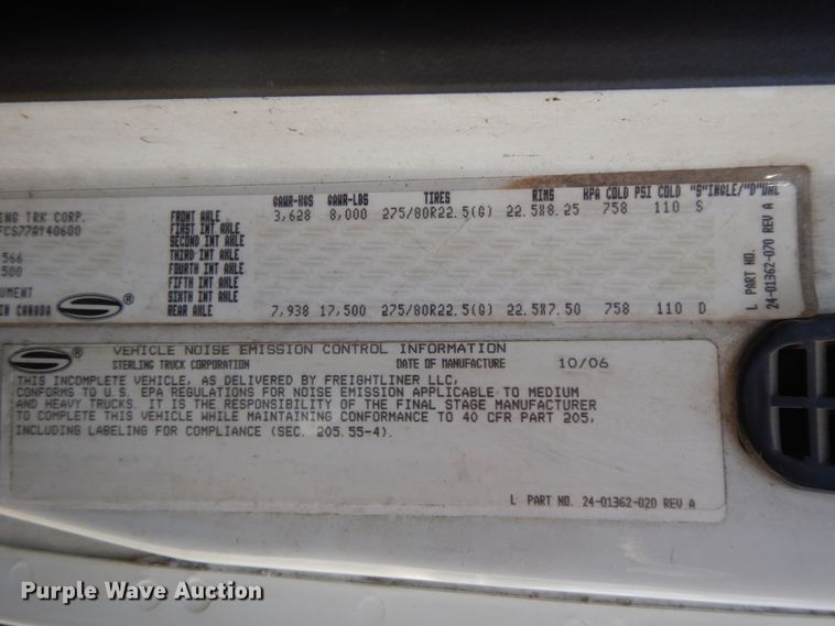 image for item HP9527 2007 Sterling Acterra  flatbed truck