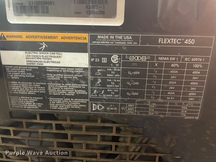 image for item IC9392 Lincoln Electric 450 welder