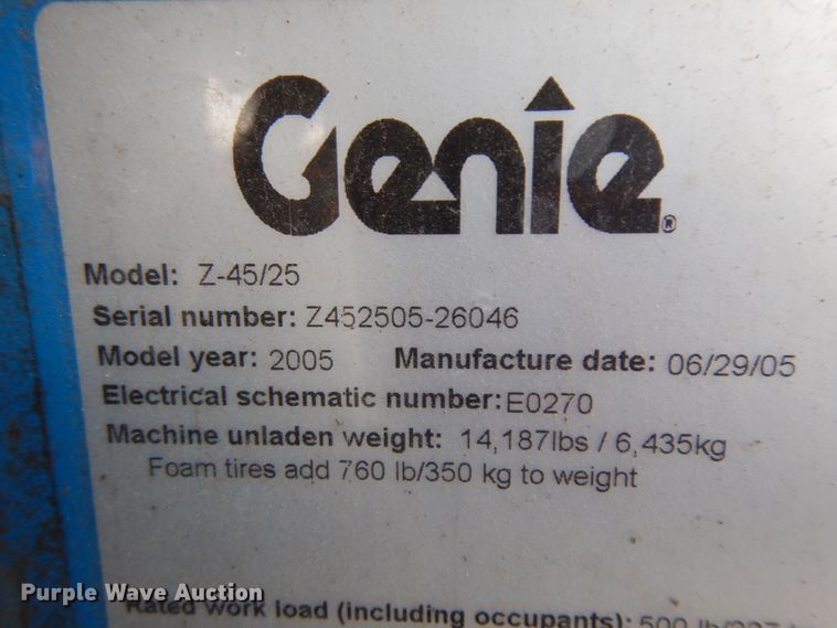 image for item ID9962 2005 Genie Z45/25  boom lift