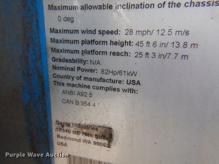 image for item ID9962 2005 Genie Z45/25  boom lift