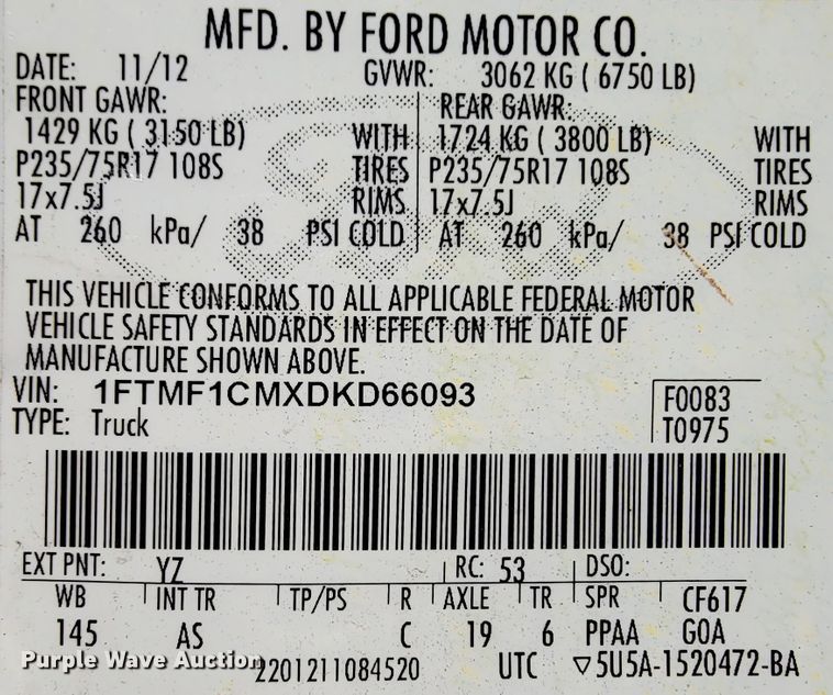 image for item IF9855 2013 Ford F150  pickup truck