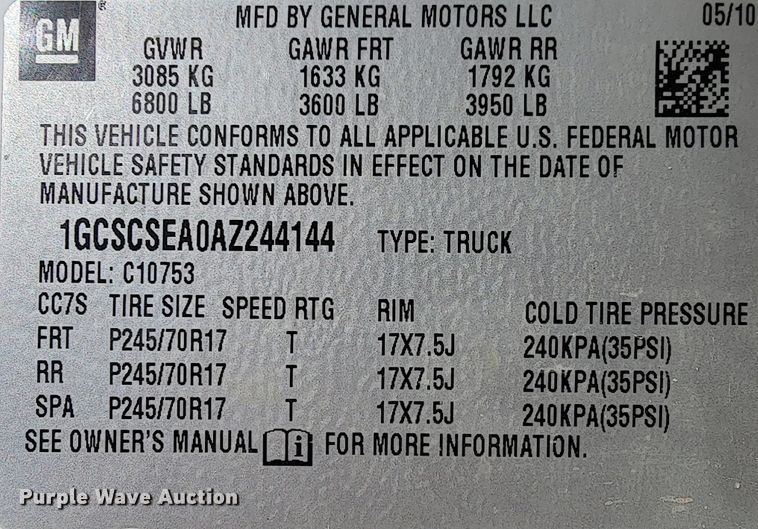 image for item IF9856 2010 Chevrolet 1500  Ext. Cab pickup truck