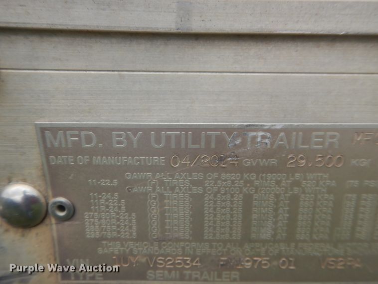 image for item IJ9410 2015 Utility  refrigerated van trailer