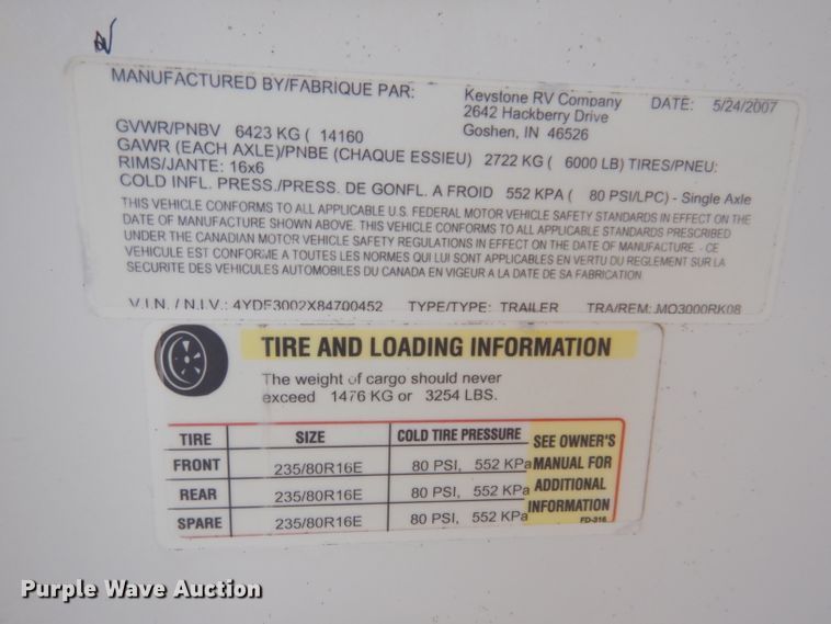 image for item IQ9603 2008 Keystone Montana  camper