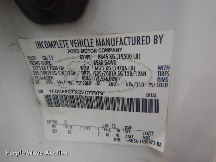 image for item IT9145 2012 Ford F550  truck cab and chassis