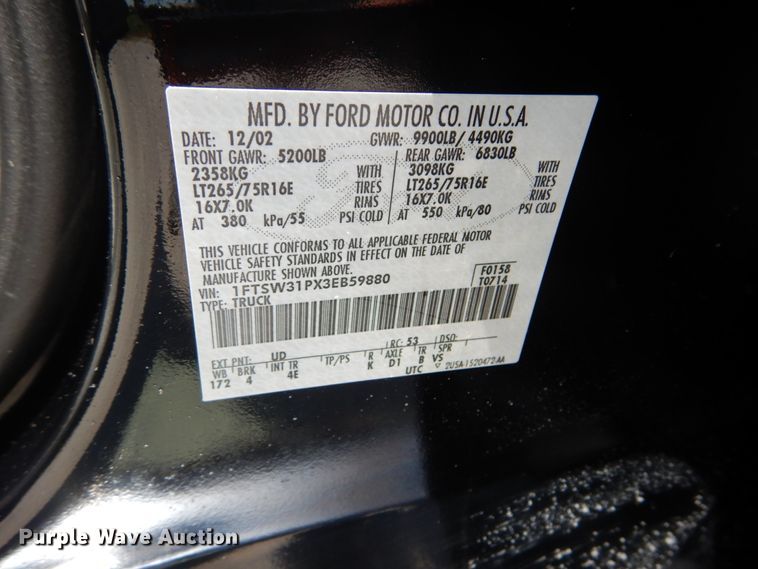 image for item IT9167 2003 Ford F350 Super Duty Lariat  Crew Cab pickup truck