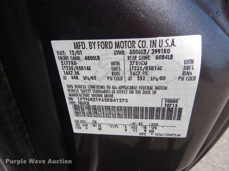 image for item IT9169 2002 Ford F250 Super Duty XLT  SuperCab pickup truck