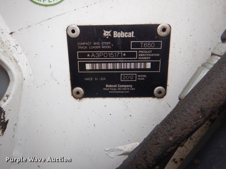 image for item DH7250 2012 Bobcat T650  tracked skid steer loader