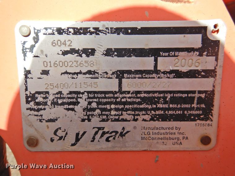 image for item DJ8476 2006 JLG 6042  telehandler