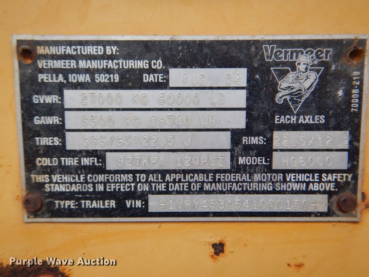 image for item DK5689 2004 Vermeer HG6000  horizontal grinder