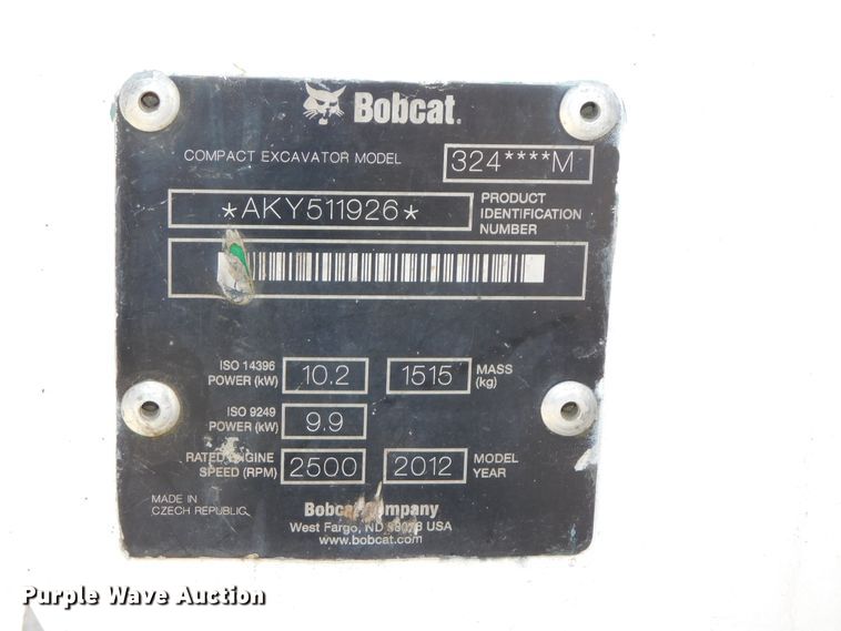 image for item DK8559 2012 Bobcat 324  mini excavator