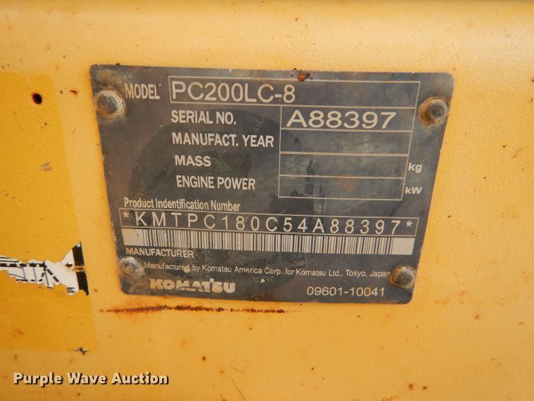 image for item DL8983 2007 Komatsu PC200LC-8  excavator
