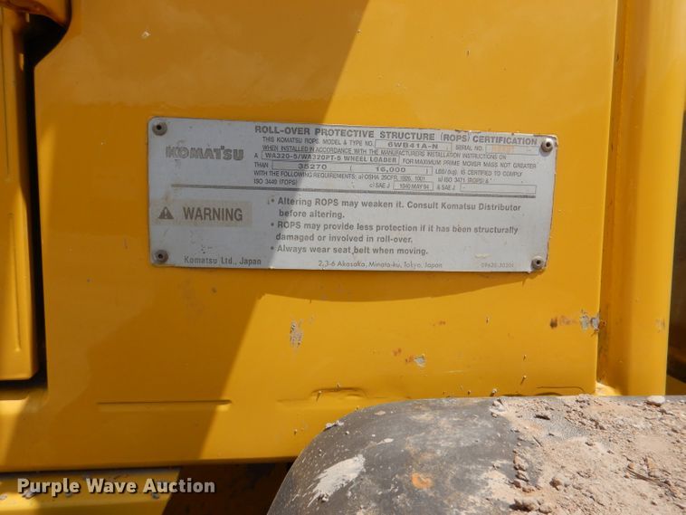 image for item DM0020 2007 Komatsu WA320-5L  wheel loader