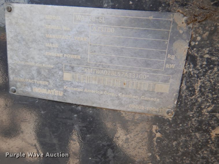 image for item DM0020 2007 Komatsu WA320-5L  wheel loader