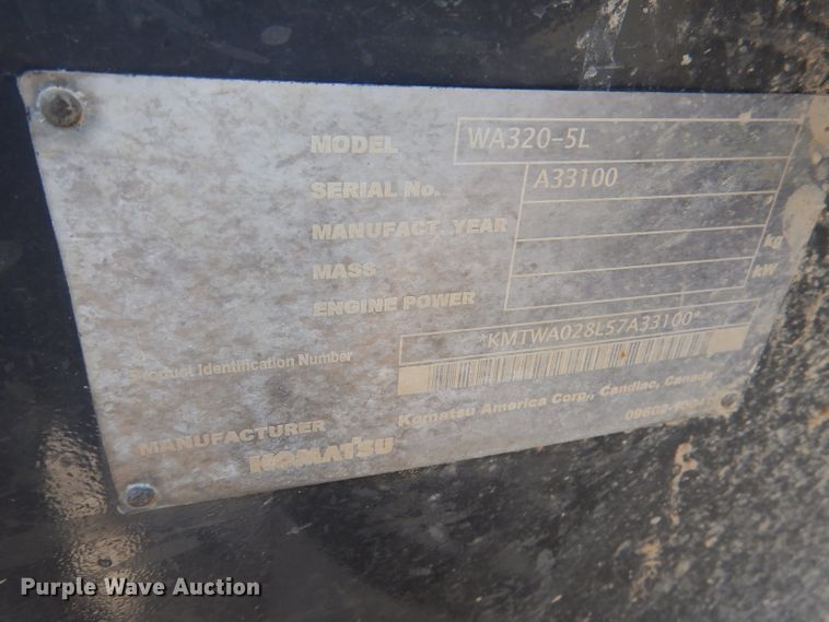 image for item DM0020 2007 Komatsu WA320-5L  wheel loader